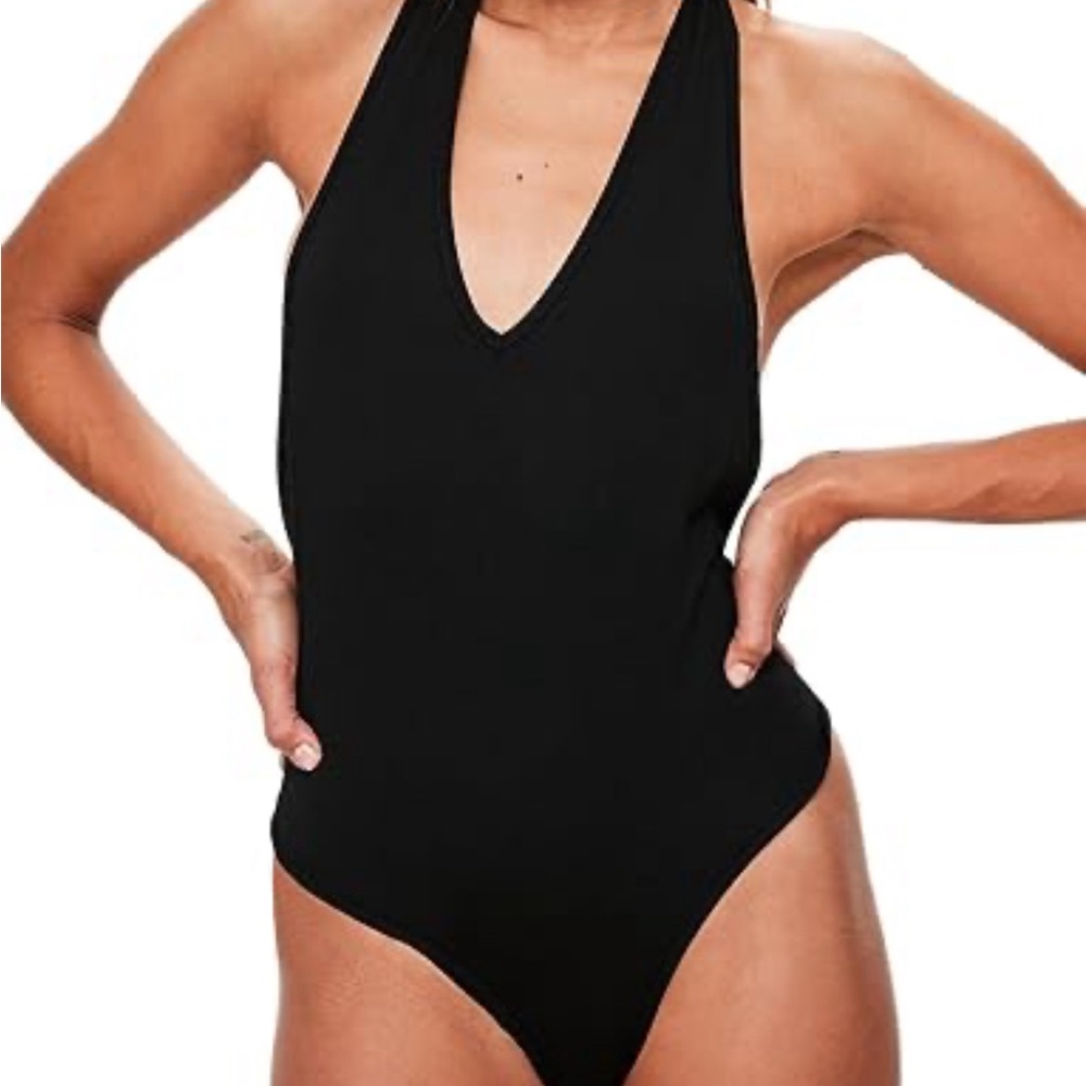 American Apparel Halter BodySuit, Black, Small.